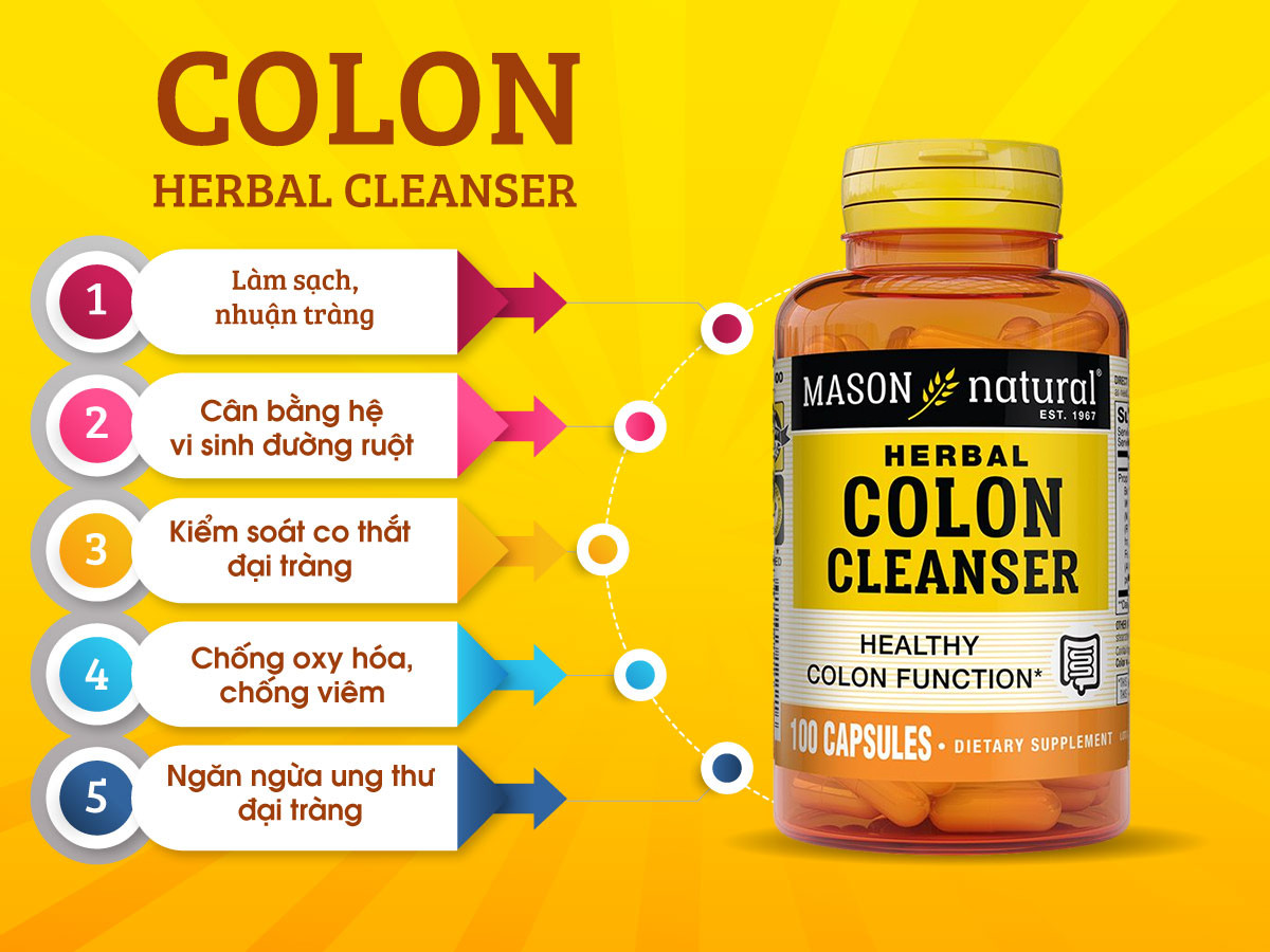 Mason Colon Herbal Cleanser – Loại thực phẩm chức năng hỗ trợ bệnh viêm đại tràng hàng đầu từ Mỹ