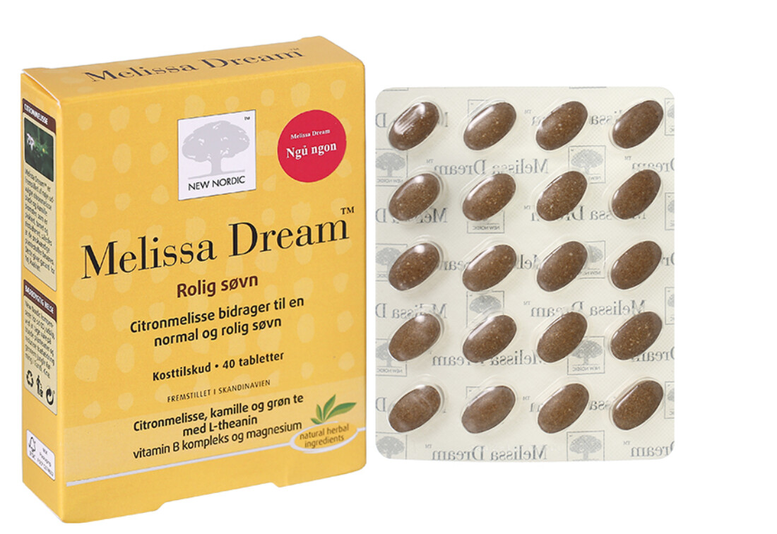 Thuốc giảm căng thẳng stress Melissa Dream New Nordic chứa nhiều thành phần tự nhiên an toàn