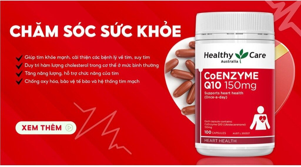 Healthy Care Coenzyme Q10 là thực phẩm bảo vệ sức khỏe tốt cho tim mạch, hệ tuần hoàn người lớn tuổi