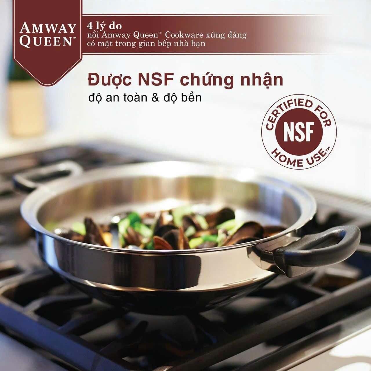 nồi Queen Amway được chứng nhận NSF độ an toàn và độ bền