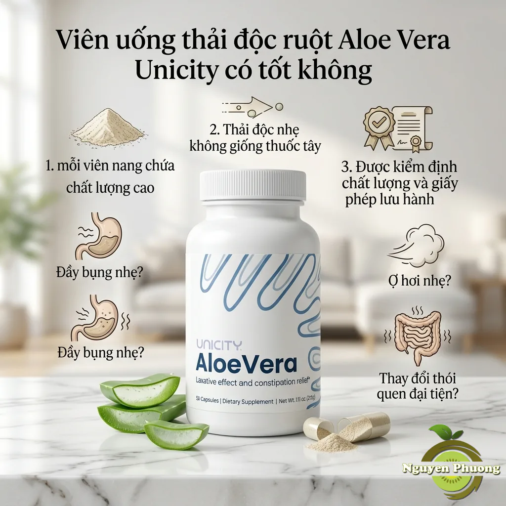 viên uống thải độc ruột aloe vera unicity có tốt không
