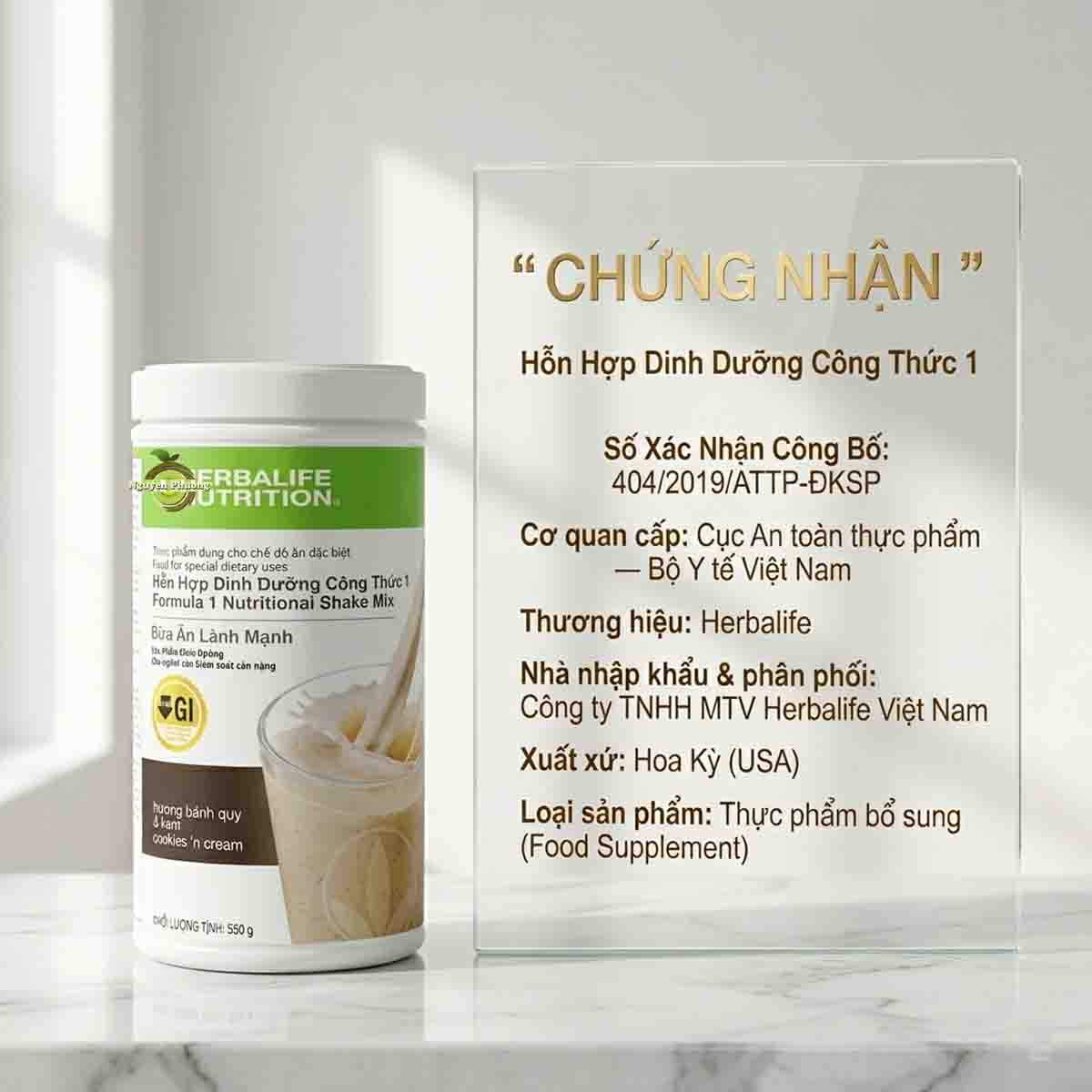 giấy chứng nhận Sữa Herbalife F1 