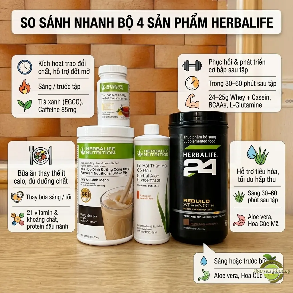 TÁC DỤNG CỦA BỘ 4 GIẢM MỠ TĂNG CƠ HERBALIFE