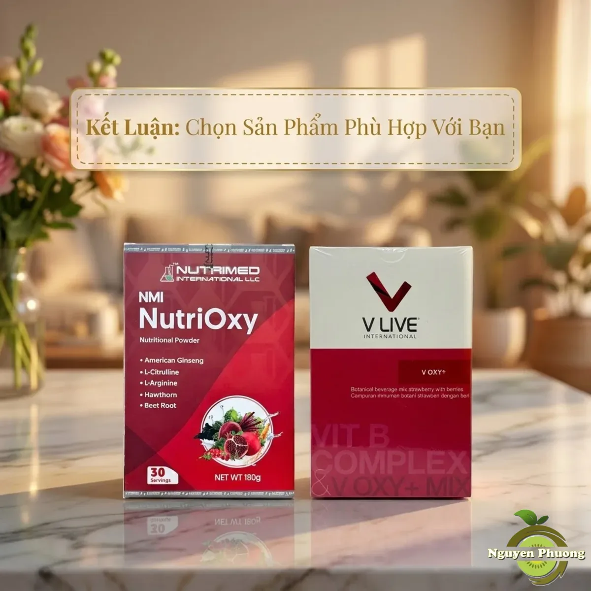 Kết luận so sánh NMI Nutrioxy và V-Oxy+ VLive