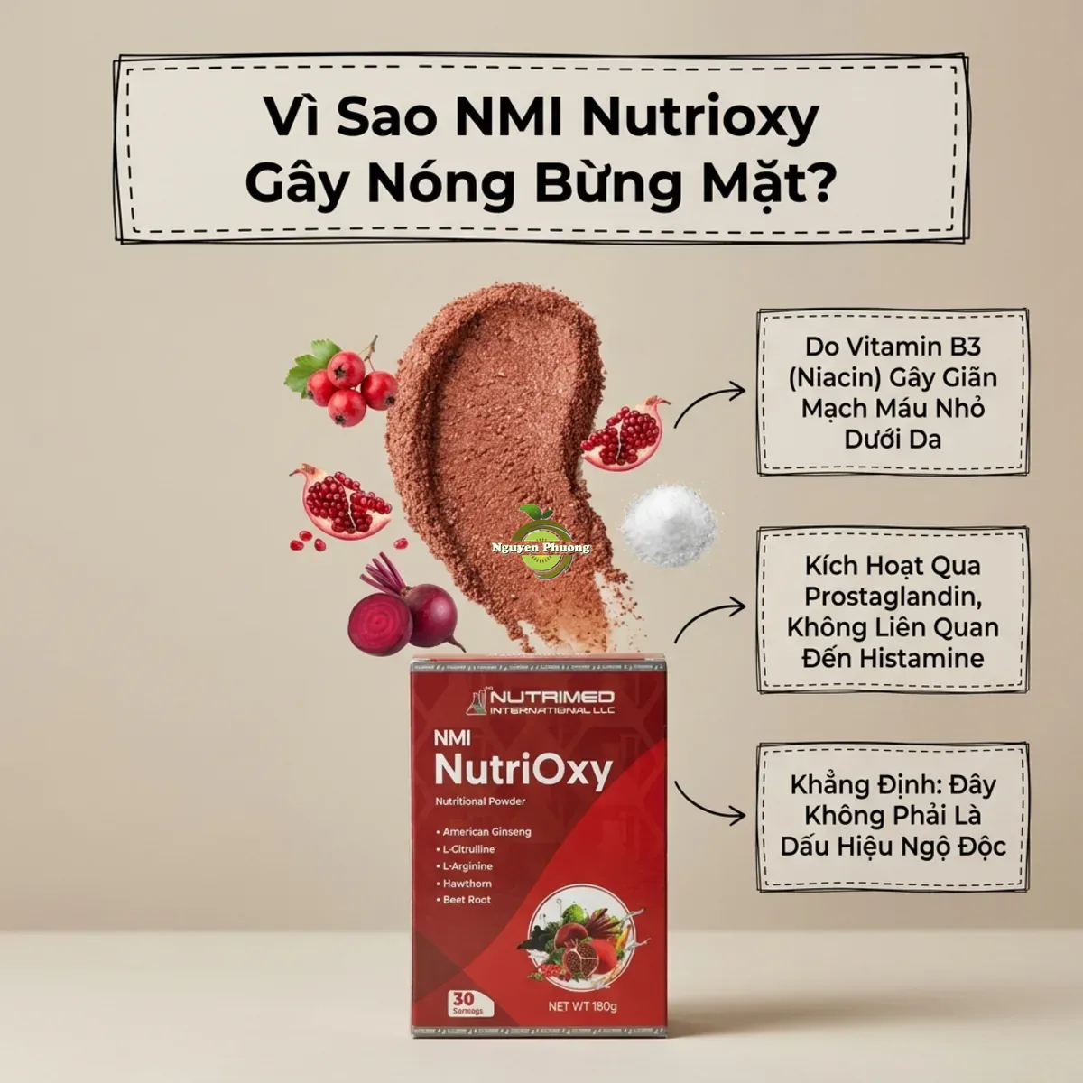 Cơ chế khoa học giải thích vì sao NMI Nutrioxy gây ra hiện tượng nóng bừng mặt