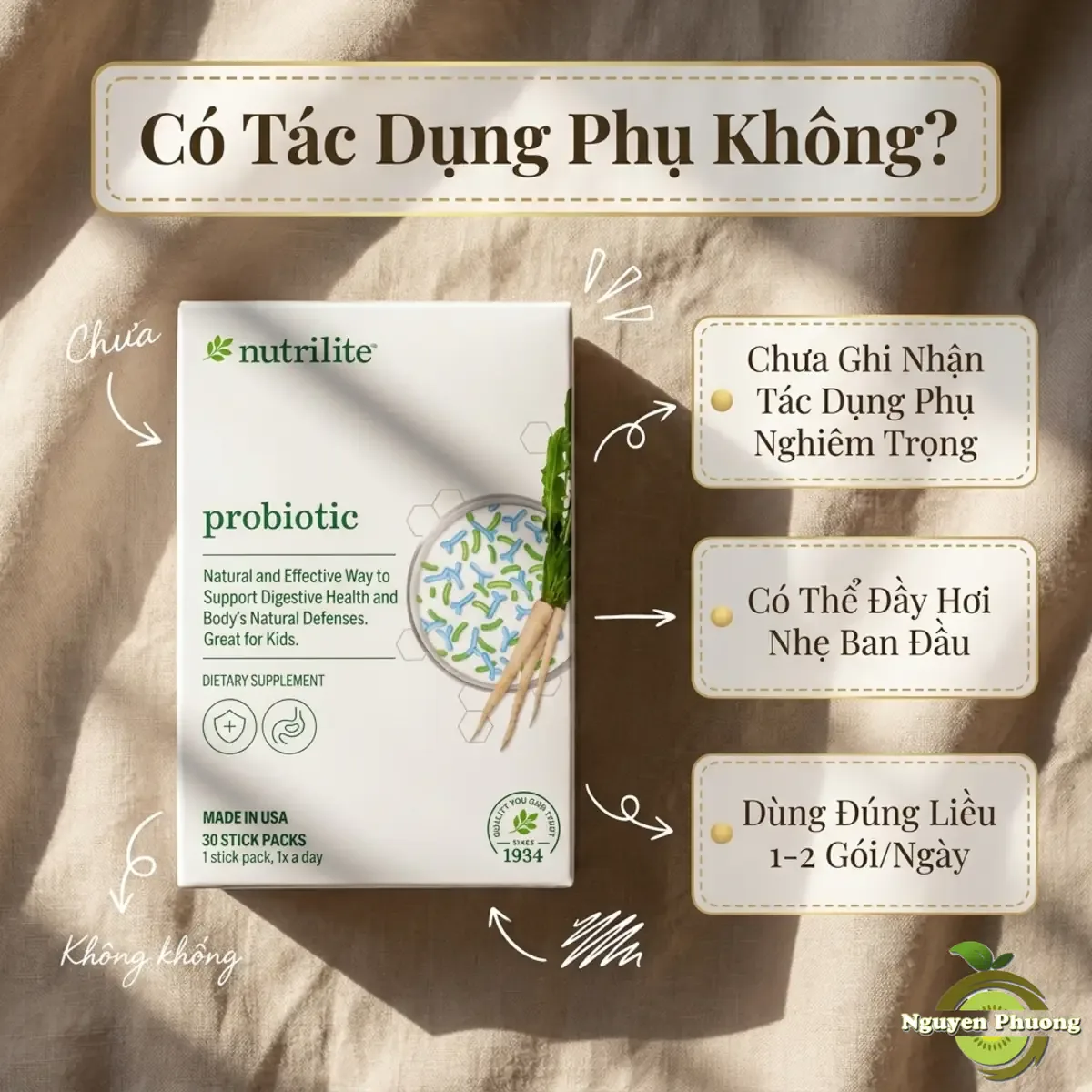 Nutrilite Probiotic có tác dụng phụ không - chưa ghi nhận tác dụng phụ nghiêm trọng