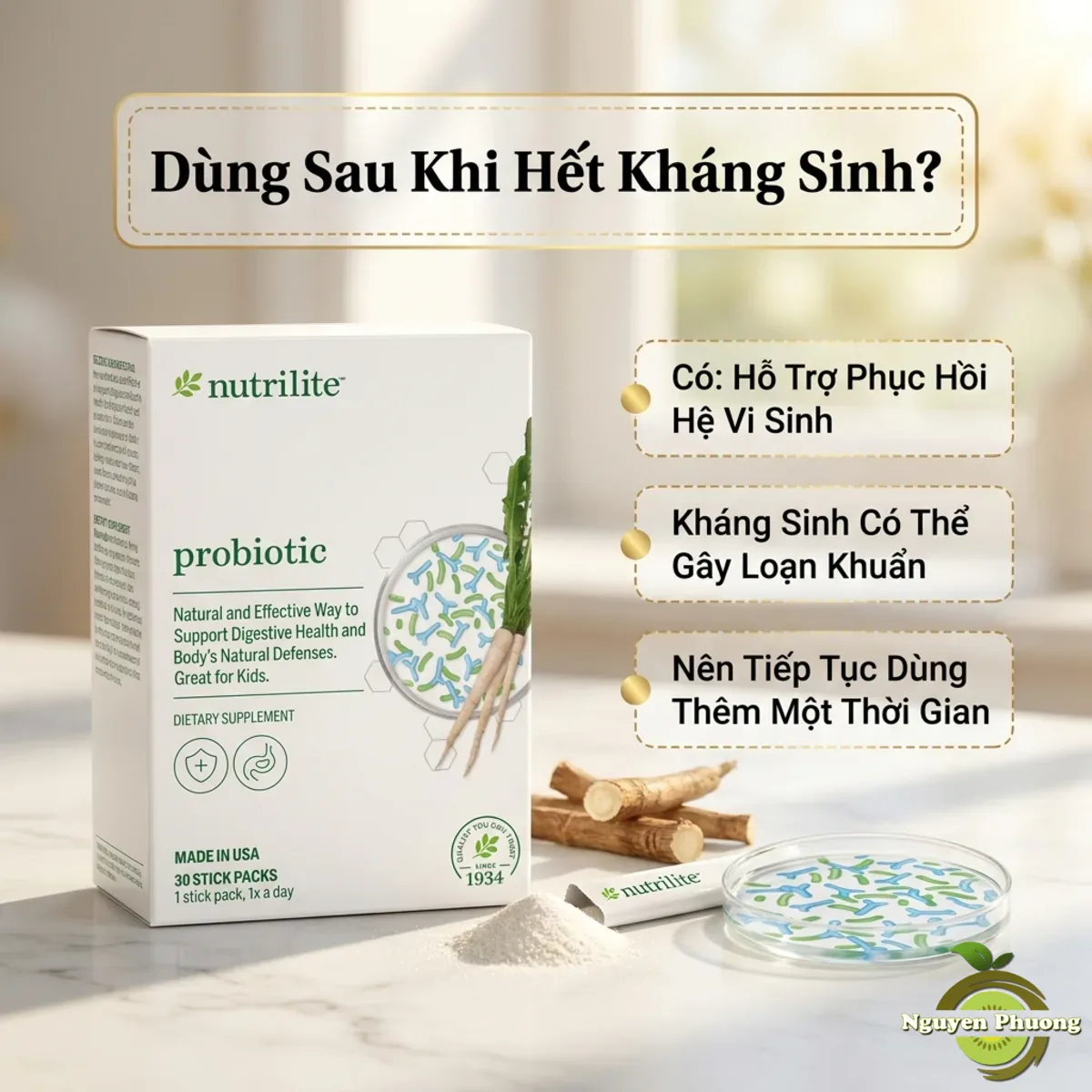 Có nên dùng Nutrilite Probiotic sau khi hết đợt kháng sinh
