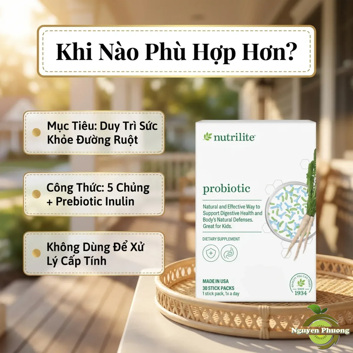 Khi nào Nutrilite Probiotic phù hợp hơn - 5 chủng lợi khuẩn kèm prebiotic Inulin