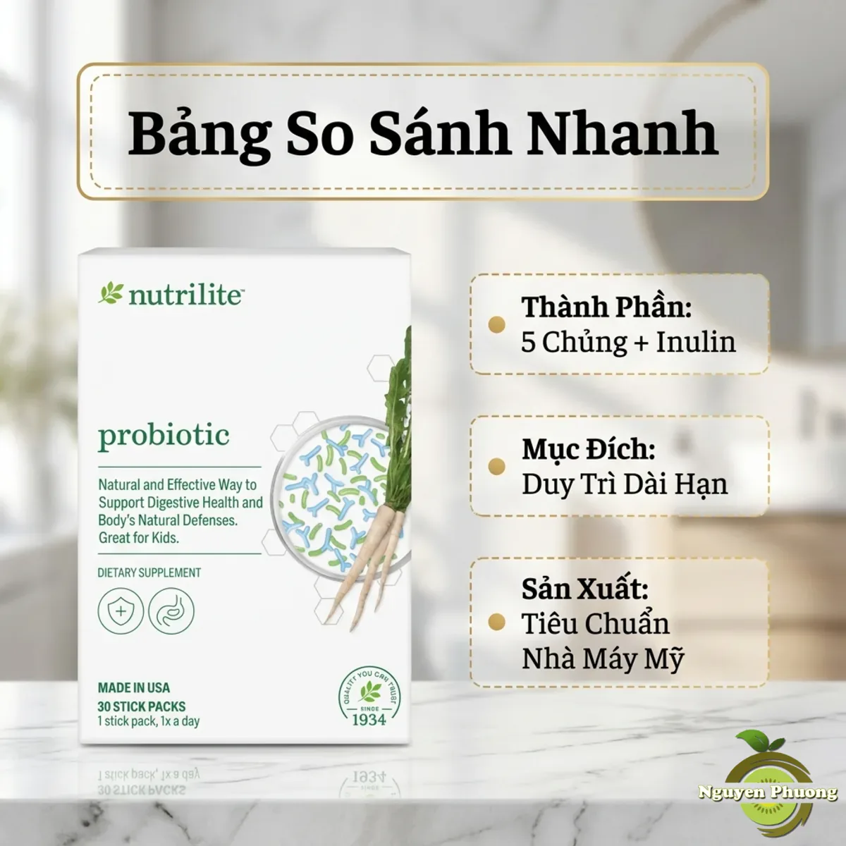 Bảng so sánh nhanh Nutrilite Probiotic và men vi sinh nhà thuốc