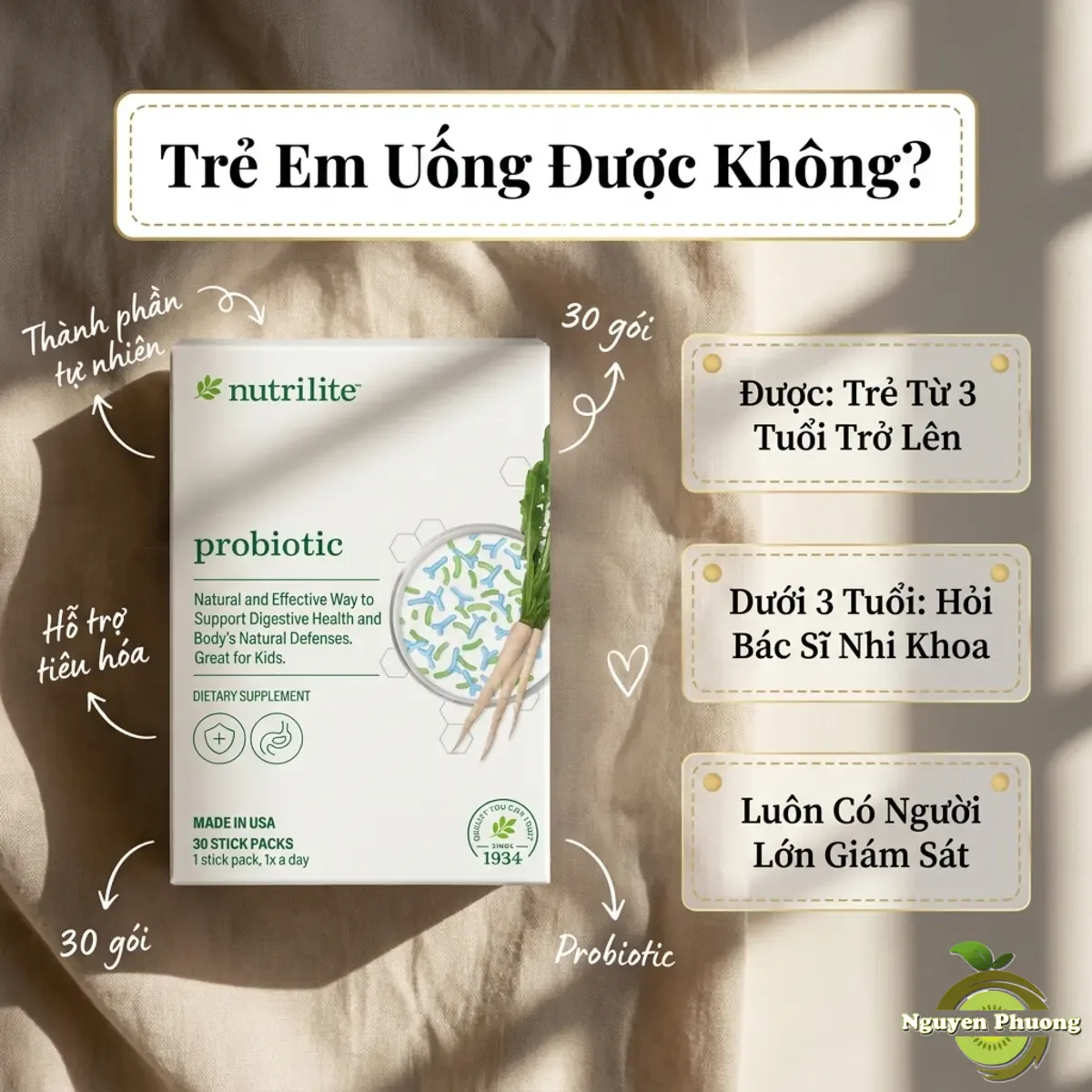 Trẻ em uống Nutrilite Probiotic được không - trẻ từ 3 tuổi trở lên